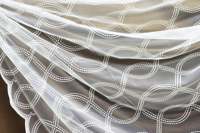 Сетка вышивка молочная - изображение