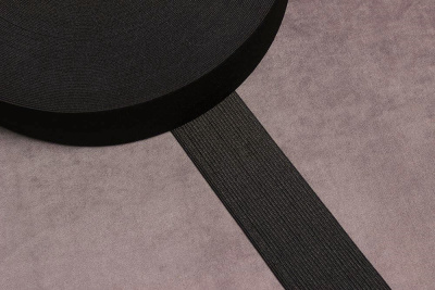 Тесьма эластичная 40мм Стандарт Черный - изображение