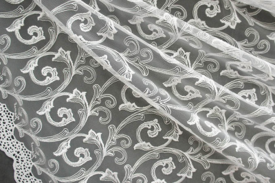 Сетка вышивка белая вензель 124484 - изображение