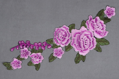 Термоаппликация Цветочная ветка Сиреневый - изображение