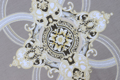 Сатин набивной 220 115 гр/м.кв. Абстракция Коричневый на бежевом - изображение