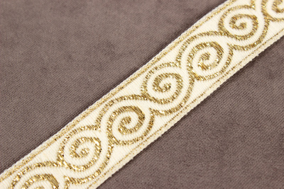 Лента 18мм жаккардовая 8681Бесконечность Белый/золото - изображение