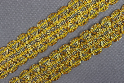 Тесьма 32мм TBY 7728 металлизированная Золото - изображение