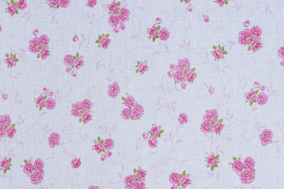 Ситец 80 набивной 85 гр/м.кв. Розовые розы на белом - изображение