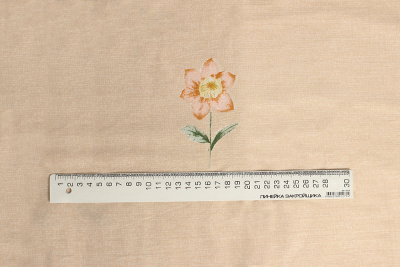 Сатин набивной 220 115 гр/м.кв. Цветы на бежевом - изображение