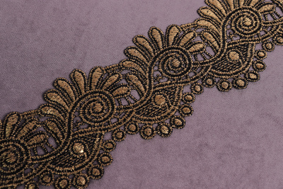 Кружево 60мм окрашенное Черный/золото - изображение