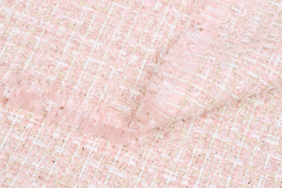 Костюмная шанель с люрексом 7073 580гр/м.кв.Розовый/бежевый - изображение
