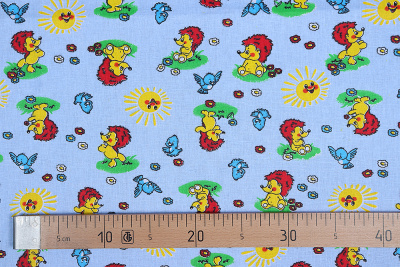 Ситец детский 44 Ежики на голубом - изображение