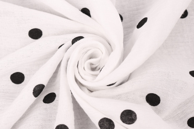 Муслин хлопковый набивной Черный горох на белом - изображение