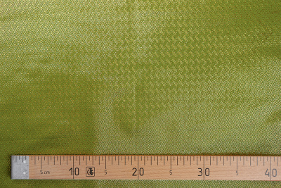 Парча монгольская греческий рисунок Золото на зеленом - изображение