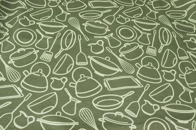 Рогожка набивная Кухня зеленый - изображение
