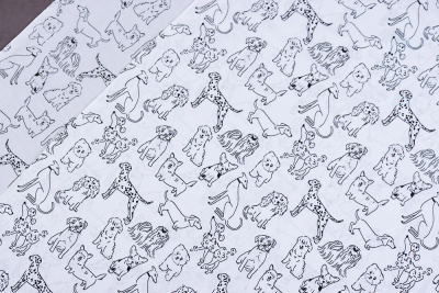 Хлопок 3502 Собачки на белом - изображение