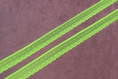 Кружево 25мм эластичное Зеленый/Желтый Неон - изображение