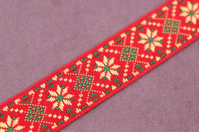 Лента 16мм жаккардовая 9369 Красный/желтый/зеленый - изображение