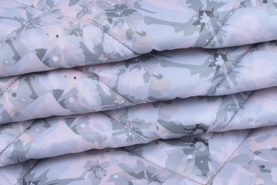 Стежка курточная сендвич Цветы/бежевый - изображение