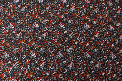 Штапель набивной 3500 Мелкие цветы на черном - изображение