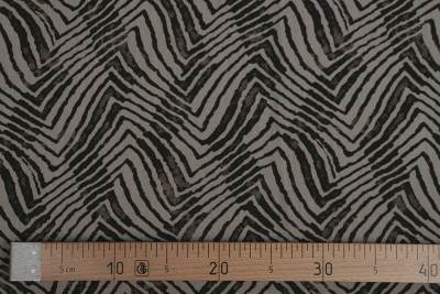 Ткань плательная туаль Абстракция Бежевый/черный - изображение