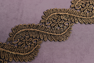 Кружево 60мм окрашенное Черный/золото - изображение