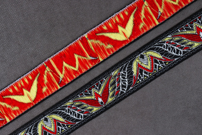 Лента 22мм жаккардовая 7971 Лилия Черный/желтый/белый/красный - изображение