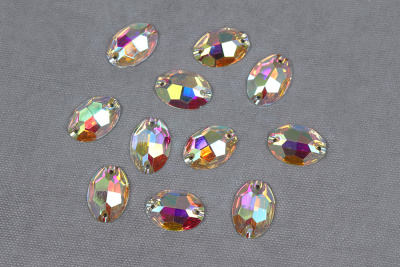 Стразы пришивные 18*25мм пластик овал Кристалл АВ - изображение