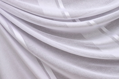 Тюль под лен белая с полосой - изображение