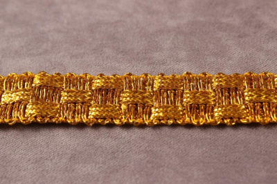 Тесьма 16мм плетеная шахматка Золото - изображение
