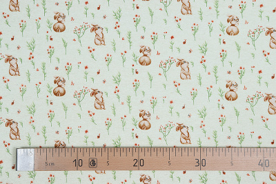 Фланель наб 90 Зайки на бежевом - изображение