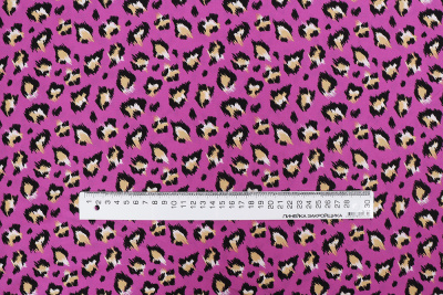 Шелк-сатин 11216 Звериный принт на фуксии - изображение