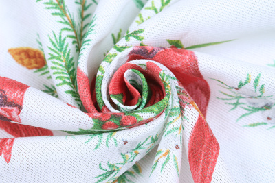 Рогожка набивная Зимний букет - изображение