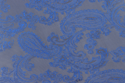 Подклад вискоза-жаккард Огурцы Т-528 Василек/бежевый - изображение