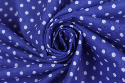 Ситец 95 набивной Белый горох на синем - изображение