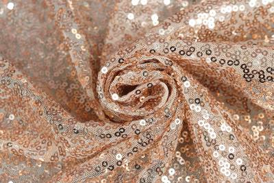 Пайетки на сетке Т.золото на св.бежевом - изображение