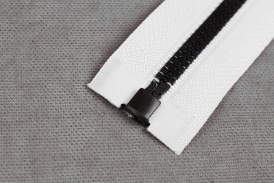 Молния водоотталкивающая 80см Т5 разъемная трактор Белый/Черный - изображение