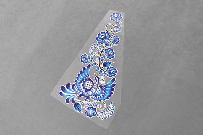 Термотрансфер 150*300мм Угол правый  Гжель птица - изображение