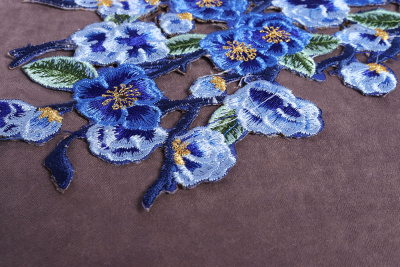 Термоаппликация Ветка с цветами Синий - изображение