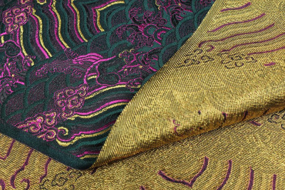 Шелк-жаккард  волны Т.зеленый - изображение