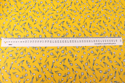 Перкаль плательная 124гр/м.кв.Цветы на желтом - изображение