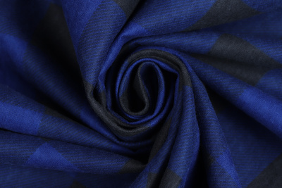 Фланель клетка Черный/василек - изображение