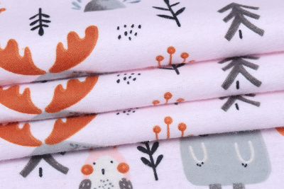 Фланель наб 90 Лесные звери на розовом - изображение