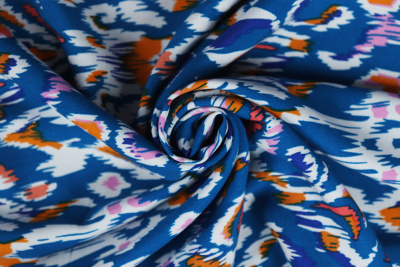 Штапель набивной 11977 Орнамент на бирюзовом - изображение