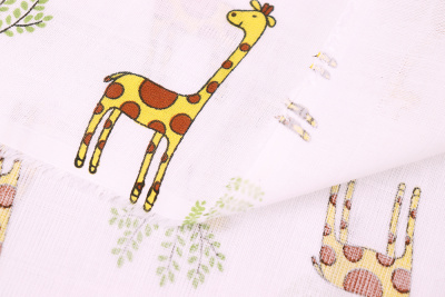 Муслин хлопковый набивной 100гр/м.кв. Жирафы - изображение