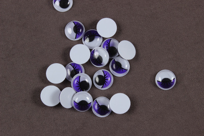 Глаза двигающиеся круглые 10мм Черные с фиолетовым веком - изображение