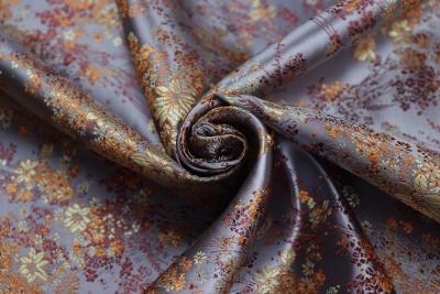 Шелк-жаккард цветы диагональ Серый - изображение