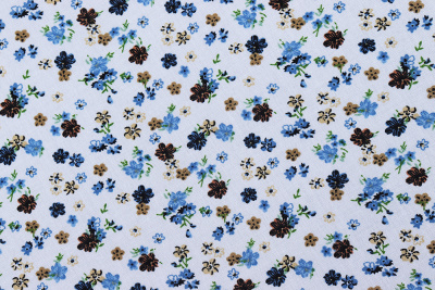 Штапель набивной ANNA 121473 Мелкие цветы на белом - изображение