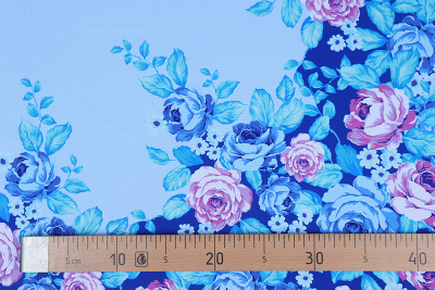 Габардин набивной купон Круг Голубой - изображение