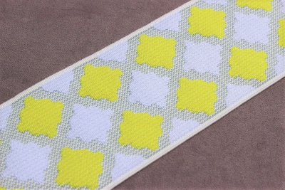 Тесьма эластичная 60мм Св.серый/желтый/серый - изображение