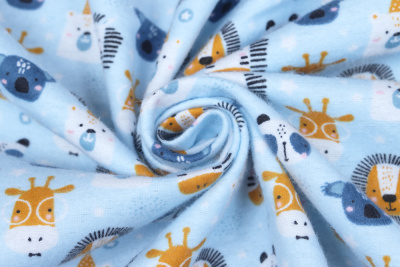 Фланель наб 90 Звери на голубом - изображение