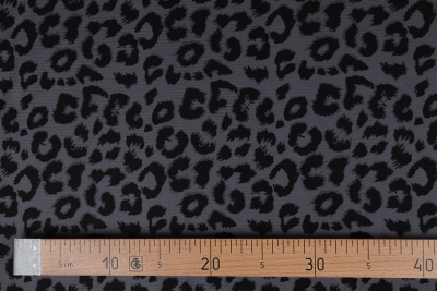 Трикотаж лапша Леопард Черный/серый - изображение