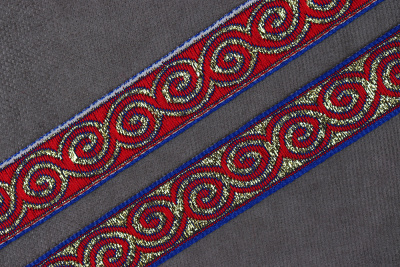 Лента 18мм жаккардовая 8681 Бесконечность Синий/золото/красный - изображение