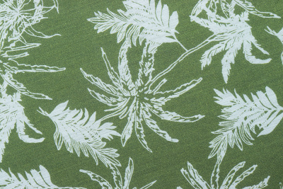 Батист 33397 Листья Оливковый/белый - изображение